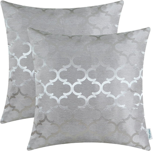 CaliTime Pack of 2 Cushion Covers Throw Pillow Cases Shells for Home Sofa Couch Modern Shining & Dull Contrast Quatrefoil Accent Geometric 20 X 20...