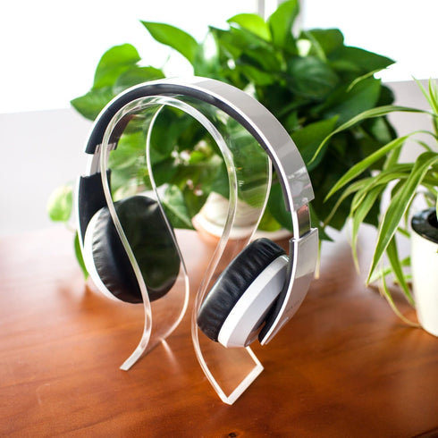 AmoVee® Acrylic Headphone Stand Display Headphone Holder Headphone Hanger Headset Hanger Support - Suitable for All Headphone Sizes - (Transparent...