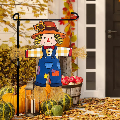 Fall Scarecrow Garden Flag Outdoor Decorations for Outside Double-Sided Printed, Yard Flags House Banner Yard Sign Autumn Winter Thanksgiving Seas...