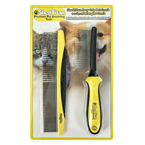Metal Dog Comb for Matted Hair & Detangler Combs Set - Remove Tangles & Matted Fur - Easy Safe Cat & Dog Combs for Grooming Doodles...