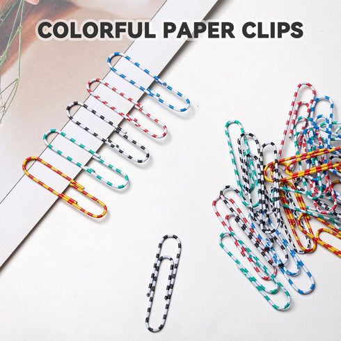 2 Inch Jumbo Paper clips, 300Pcs Large PaperClips, Colored Striped Paper Clips, Great for Office, School, Home and Personal Use...