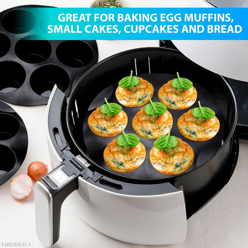 Air Fryer Muffin Pan (7 Cups) — Silicone Muffin Pans for Baking & Freezing, Nonstick Air Fryer Silicone Egg Mold Compatible with 3.5-5.8L Fryers —...