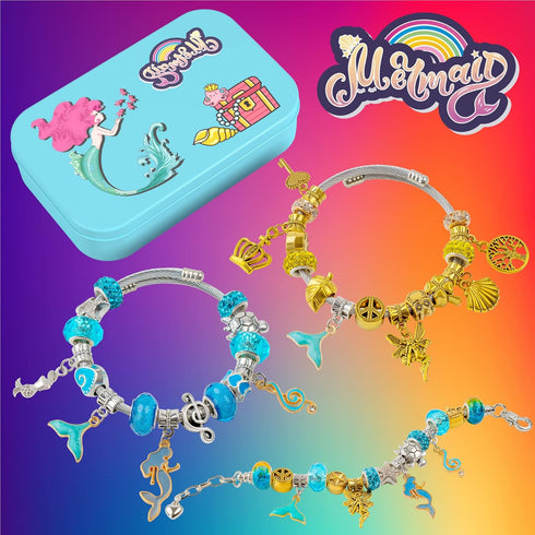 FTBox Charm Bracelet Making Kit for Girls, Unicorn/Mermaid Jewelry Making Beads, DIY Craft Christmas Gifts for Girls Age 4-8-12...