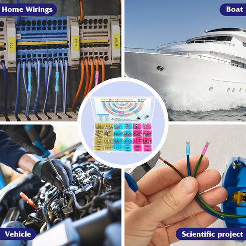 250PCS Heat Shrink Wire Connectors,Electrical Terminals Kit,Waterproof,Automotive Marine Electrical Terminals Kit,Ring Fork Hook Spade Butt Splice...