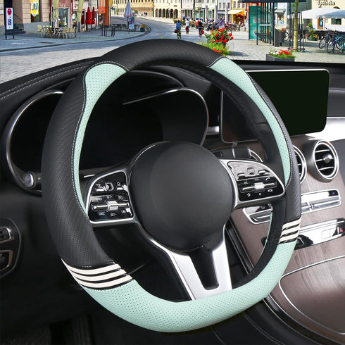 Cute Steering Wheel Cover D Shape for Girls Women Universal 15 inch,Black and Green...