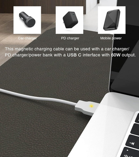 140W USB C to Magnetic 3 Unique Design Charging Cable compatible with M1 M2 M3 MacBook Pro 2021-2024&MacBook Air 2022 2023,6.6ft...