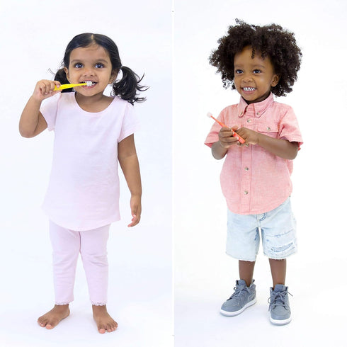 Growing Kids Oral Care Kit by Brilliant Oral Care- Set has Brilliant Child Toothbrush, Brilliant Kids Toothbrush & 2oz Spry Strawberry Banana Flav...