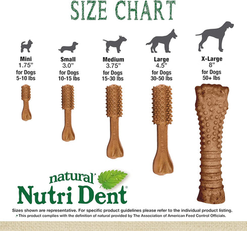 Nylabone Nutri Dent Dog Dental Chews - Natural Dog Teeth Cleaning & Breath Freshener - Dental Treats for Dogs - Filet Mignon Flavor, Small (28 Cou...