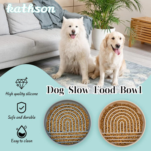 kathson Dog Slow Feeder Bowl, Silicone Dog Bowl Slow Feeder for Dry Wet Food Slow Feeding Puzzle Bowl for Dogs&Cats Anti-Gulping Stop Bloat Preven...