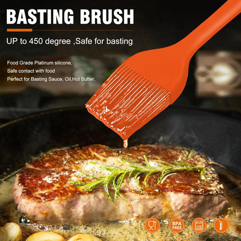 Walfos Silicone Basting Pastry Brush, Heat Resistant Pastry Brush Set, Strong Steel Core and One-Pieces Design, Perfect for BBQ Grill Kitchen Cook...