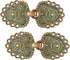 Bezelry Romantic Bouquet HOOK and EYE Cloak Clasp Fasteners Pack of 4 Pairs 62mm x 25mm Fastened. (Copper Green)...