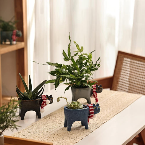 Cat Planter, Succulents Cat Flower Pot - Cute Flower Pots for Indoor Plants, Small Animal Planters for Office Desk, Kitchen Windowsill, Animal Pla...