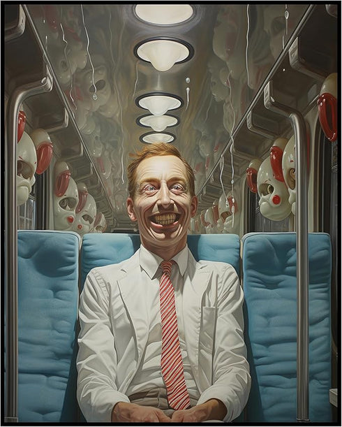 Posterizer 1 pcs-strange man in futuristic creepy subway-Abstract & Modern Art-Fantasy & Fiction Art-Gift for Art Lovers-Decor for Home & Office- ...