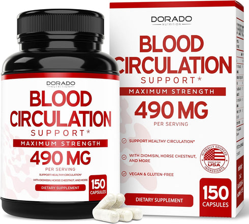 Blood Circulation Supplements (150 Capsules) Leg Circulation with Diosmin - Blood Flow Supplements - Blood Circulation For Legs - Vein & Leg Healt...