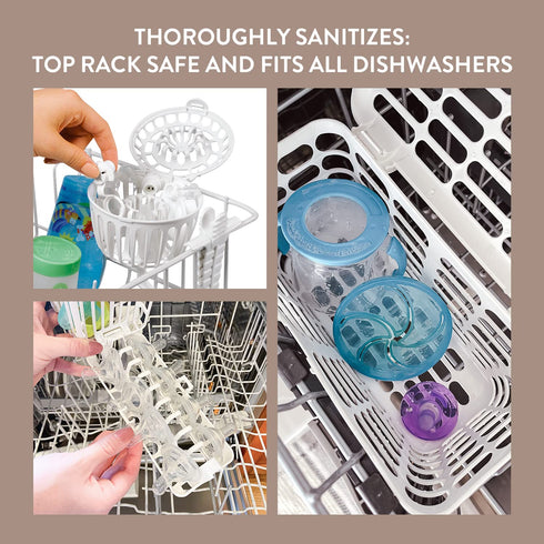 Prince Lionheart Made in USA High Capacity 3-in-1 Dishwasher and Spill Proof Vave Cleaner Basket for Toddlers & Infants Bottle Parts & Accessories...
