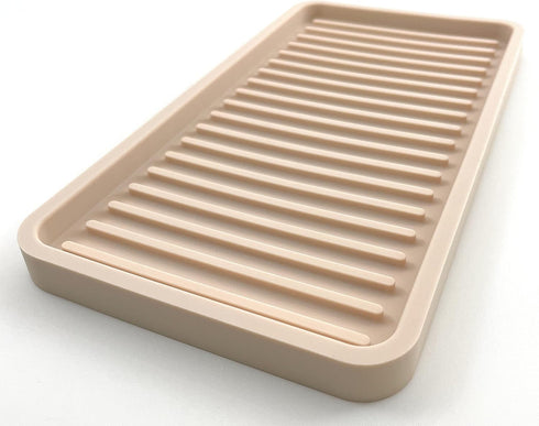 Happitasa Silicone Kitchen Sink Organizer Tray, Sponge Holder and Countertop Protector | Bathroom and Kitchen Soap Dish and Dispenser Tray (Sand D...