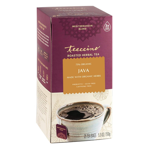 Teeccino Java Herbal Tea - Rich & Roasted Herbal Tea That’s Caffeine Free & Prebiotic for Natural Energy, 25 Tea Bags...