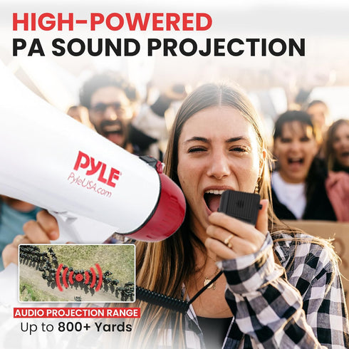 Pyle 40 Watt Professional Megaphone Clear Sound & Ergonomic Grip - Multi-Function with Talk, Siren, Volume Control - Detachable Handheld Mic - Ind...