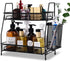 LEMIKKLE Countertop Organizer for Bathroom Counter, The Organizer for Bedroom, Spice Rack Organizer for Kitchen Counter Shelf with Small Basket(Bl...