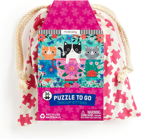 Mudpuppy Teacup Kittens - 36 Piece Puzzle to Go Featuring Charming Cats and Colorful Florals Perfect Summer Travel Activity for Children Ages 3 an...