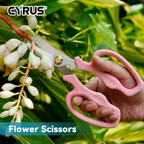 CYRUS Garden Shears Pruner Secateurs 7.5" Pruning Scissors with Integrated Stab Remover Flower Sharp Gardening hand tools Florist Bonsai Cutters R...