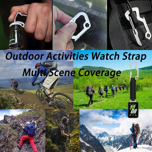 Outdoor Activities Watch Strap Compatible with Samsung Galaxy Fit3 Smartwatches Bands Replacement,Paracord Keychain Clip for Outdoor Camping, Hiki...