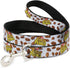 The Flintstones Pet Leash, Dog Leash, Cocoa Pebbles Logo and Cereal Pebbles Scattered White Browns, 4 Feet Long 0.5 Inch Wide...