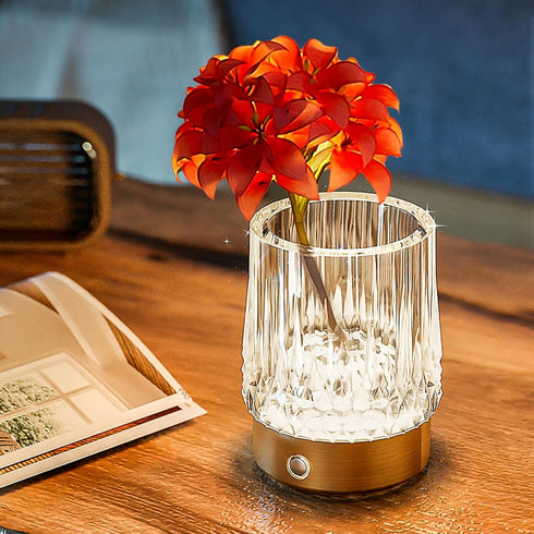 KOSTA Crystal Table Lamp Premium Vase Rechargeable Crystal Vase Lamp Heavy Handmade Modern Vases for Decor Home Bedroom Kitchen Office Living Room...