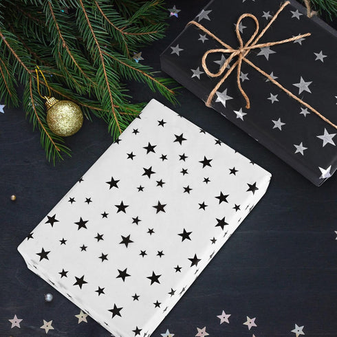 Bolsome 120 Sheets 20 * 14 Inches White Tissue Paper with Black Stars, Black Star Tissue Paper for Gift Wrapping, Black Stars Tissue Paper for Gif...