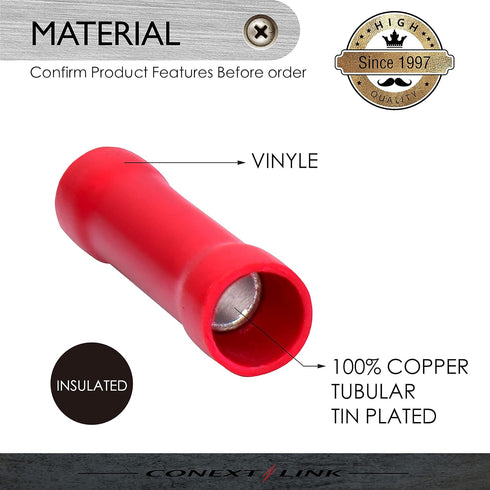 Conext Link BCV8-25 Vinyl Butt Connector 25 Pack (Red 8 Gauge) ?17077?...