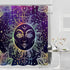 Sun Moon Shower Curtain Burning Sun with Star Psychedelic Theme Bath Curtain, Washable Upgrade Polyester Fabric for Bathroom Set with Hooks, Purpl...
