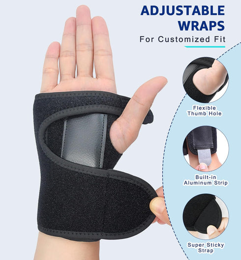 HiRui Wrist Brace Wrist Support with Splint for Men and Women, Hand Support for Carpal Tunnel Arthritis Tendonitis Sprain Recovery Pain Relief, Da...