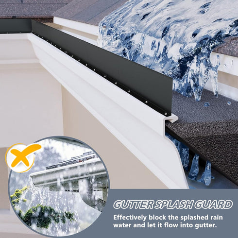 4 Pack Aluminum Gutter Valley Splash Guards, Rainwater Roofing Gutter Guard, Straight Gutter Splash Guard for Flat Shingle Roofs, Valley, Corner, ...