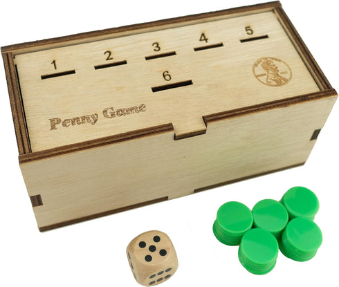 Penny Game - Fun Board Game Works with Pennies, Get Rid of Coins to Win, Coin Game Wood Box for 2-6 Players, Simple + Strategic Dice Games...