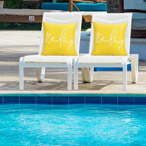 Waterproof Outdoor Throw Pillow Cover, 2 Pack Relax Printing Throw Pillow Case UV Protection Garden Cushion Cover for Patio Sofa Couch Balcony Chr...