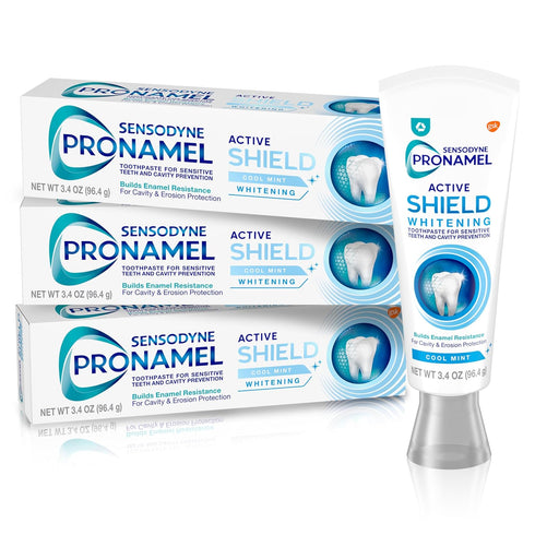 Sensodyne Pronamel Active Shield Whitening Enamel Toothpaste, Cool Mint - 3.4 Ounces x 3...