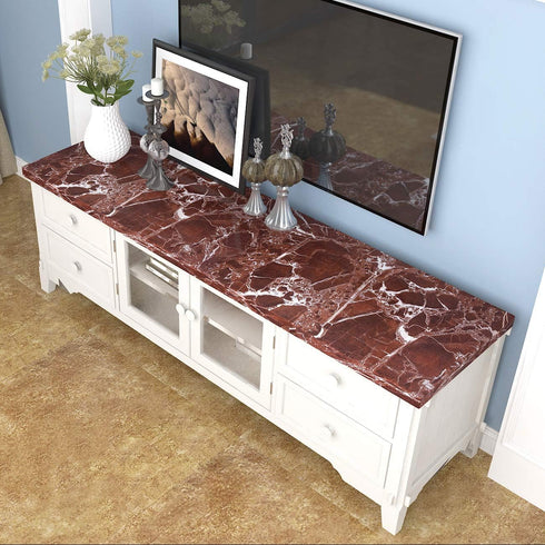 Marble Countertop Contact Paper Peel and Stick Countertops for Ktichen, Easy to Install Waterproof Vinyl Marble Wallpaper, Dark Red Contact Paper ...