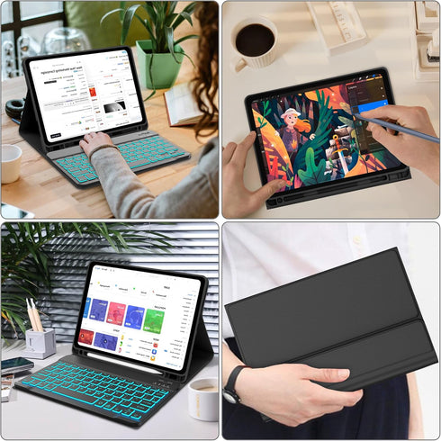 KVAGO Keyboard Case for iPad 10.2 - iPad 9th 8th 7th Generation Keyboard Case 2021 2020 2019, 7 Color Backlit Detachable Wireless Bluetooth Keyboa...
