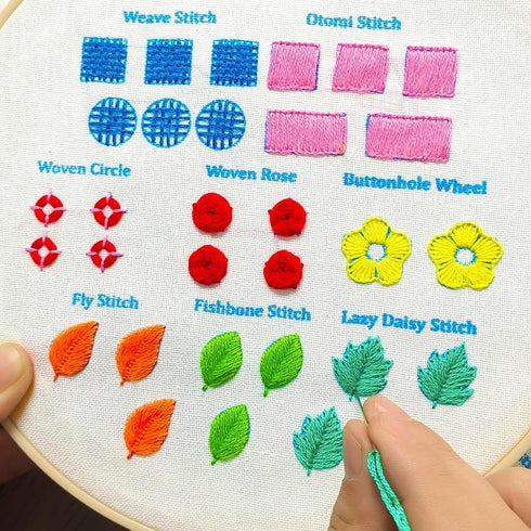 BREENHILL Embroidery Kit for Beginners, 5 Sets with Practice Kit, White Fabric, Tutorial Instructions, Art Craft Kit for Adults & Kids...