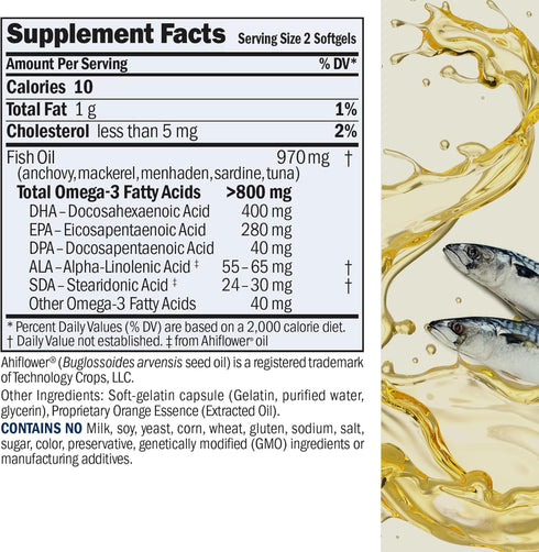 ANDREW LESSMAN Essential Omega-3 Orange - 60 Softgels - Ultra-Pure, High Potency Omega-3 Oils. High DHA, No Stomach Upset, No Contaminants, No Mer...