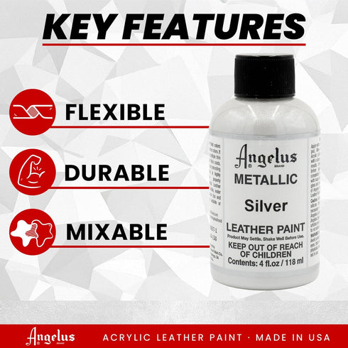 Angelus Metallic-4 oz Leather Paint, Silver...