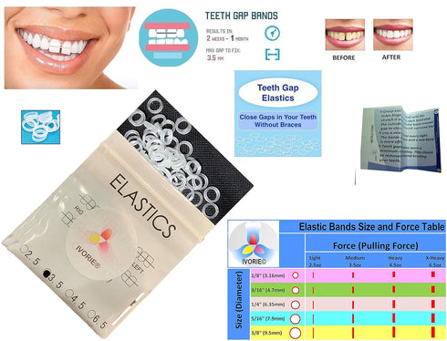 IVORIE® Dental Teeth Gap Orthodontic Bands Clear Elastic 60/Pack (1/8" X-Heavy)...