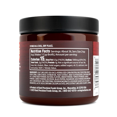 Orrington Farms Beef Flavored Broth Base, Granulated Beef Flavored Bouillon, Versatile Usage, Season-To-Taste, Easy-To-Store, 12 oz Jar (Pack of 1...