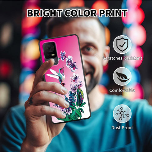 for TCL 40XL Phone Case 6.75" Hummingbird Girl Design Screen Protector Portable Kickstand Soft Slim Lightweight for TCL 40 XL Case TPU Cover......