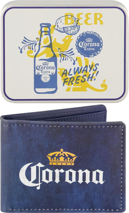 Corona Extra Bifold Wallet, Slim Wallet with Decorative Tin for Men and Women, Multi...