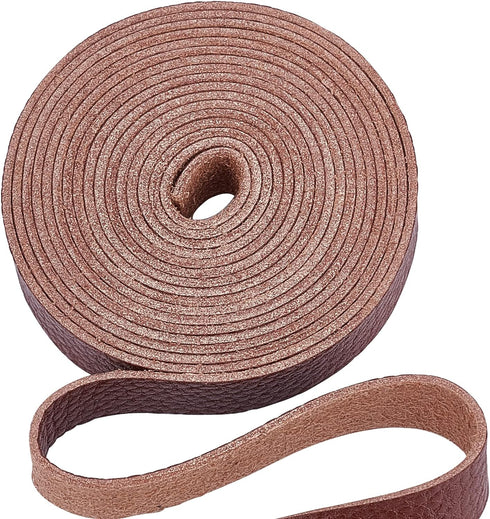 GORGECRAFT Brown Leather Strap Strip 0.5 Inch Wide 79 Inch Long Lychee Pattern Leather Belt Strips Wrap Single Sided Flat Cord for DIY Crafts Clot...