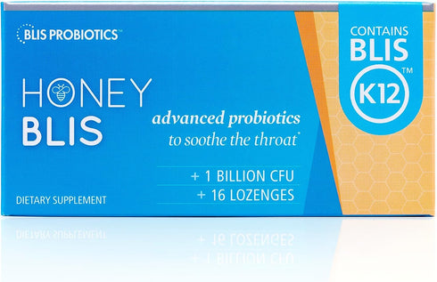 BLIS HoneyBlis Oral Probiotic Throat Lozenges with Soothing Manuka Honey K12 Probiotics (1 Billion Cfu) to Support Immunity & Soothe Sore Throats,...