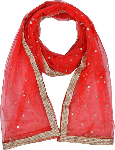TMS Woman's Embellished Net Dupatta Scarf Shawl Wrap Soft Indian Bridal Wedding...
