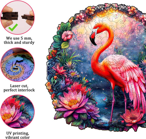 Wooden Puzzles for Adults, Flamingo Wooden Jigsaw Puzzles for Adults, Wood Puzzles Adult, Unique Animal Shape Wood Cut Puzzles for Puzzle Lovers, ...