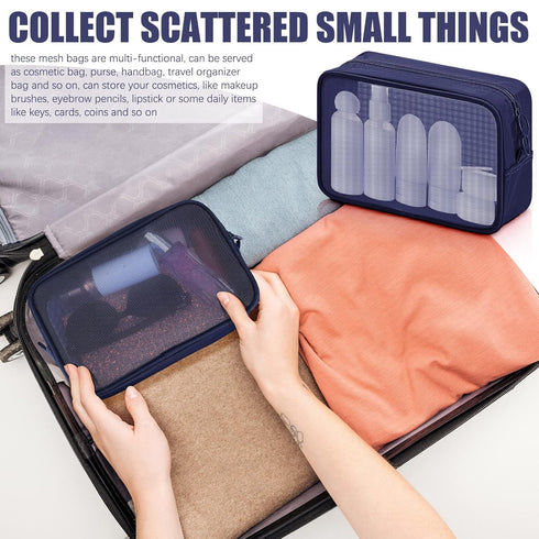 Weewooday 4 Pcs Mesh Makeup Bag Mesh Cosmetic Bag Travel Toiletry Bag Pouch with Zipper Mini Portable Makeup Cosmetic Travel Toiletry Purse Bag fo...